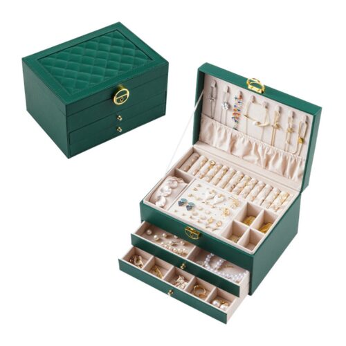 Boîte à bijoux avec rangement à plusieurs niveaux et serrure pour des accessoires bien organisés