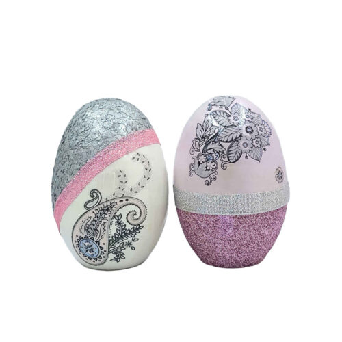 Œuf peint Haft-Seen pour Norouz iranien – Motif floral et cachemire (pack de 2)