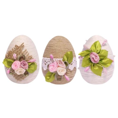 Œuf peint Haft-Seen pour Norouz iranien – Motif floral en céramique (pack de 3)