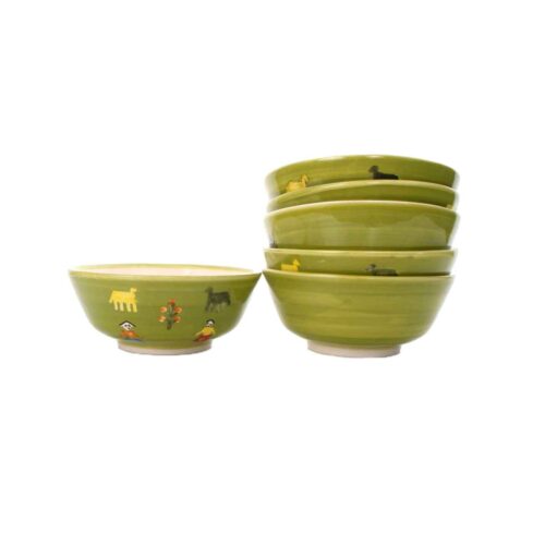 Bol Artistique en Poterie Fait Main – Idéal pour Abgoosht, Yaourts, Soupes et Nouilles (Ensemble de 6)