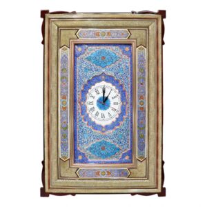Horloge murale inspirée de la tradition persane en bois – Marqueterie Khatam