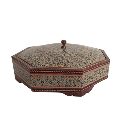 Coupelle à Bonbons Khatam Kari en Bois – Alliance de Style et d’Utilité avec Motif Floral