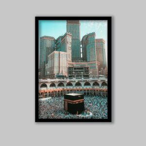 Art sur toile islamique de la Kaaba – Élégance sacrée La Kaaba en cadre