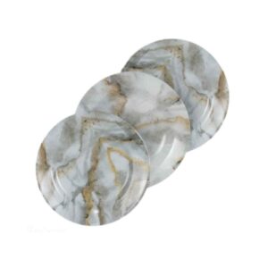 Ensemble d’Assiettes en Mélamine – Compatible Micro-ondes et Lave-vaisselle avec Design Marbré (Pack de 18)