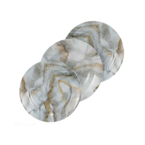 Ensemble d’Assiettes en Mélamine – Compatible Micro-ondes et Lave-vaisselle avec Design Marbré (Pack de 18)
