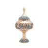 Ensemble bouteille en cuivre et bol à chocolat décoratif persan avec incrustation de turquoise