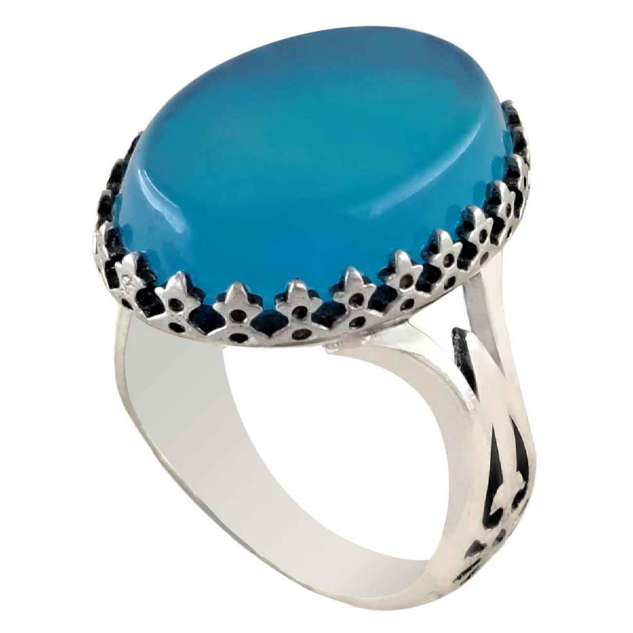 Bague en argent pour homme avec Agate et design de pointe de lance avec pierre turquoise