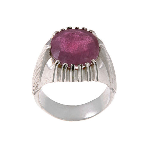 Bague en argent avec rubis persan Élégance pour hommes, faite à la main en rouge