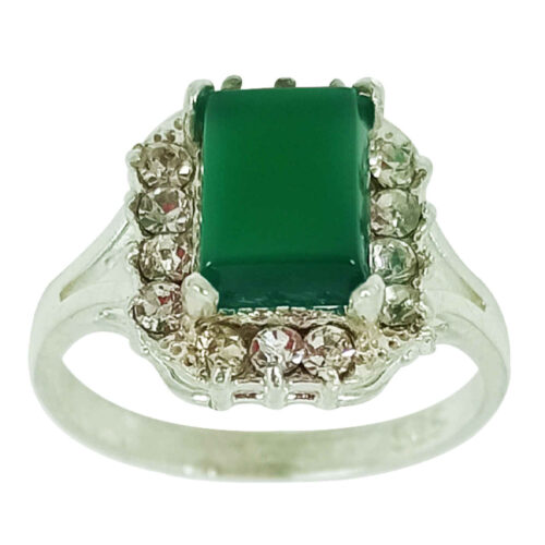 Bague en argent pour femme Agate avec pierre verte