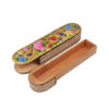 Boîte à crayons en bois persane artisanale avec design oiseaux et fleurs Khatamkari – Idéale pour cadeau