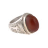 Bague en argent Aqeeq yéménite persane pour hommes avec pierre brune