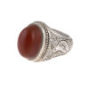 Bague en argent Aqeeq yéménite persane pour hommes avec pierre brune