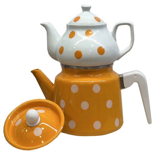Ensemble double théière en porcelaine – Parfait pour un cadeau Durable avec motif à pois