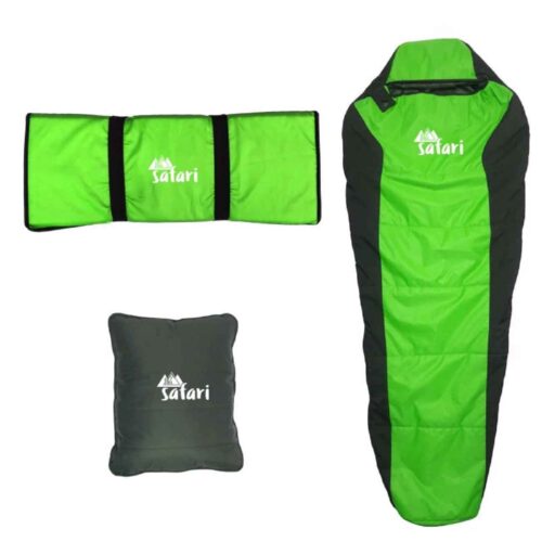 Sac de Couchage Individuel – Avec Matelas de Voyage et Oreiller pour le Camping, la Randonnée | Safari