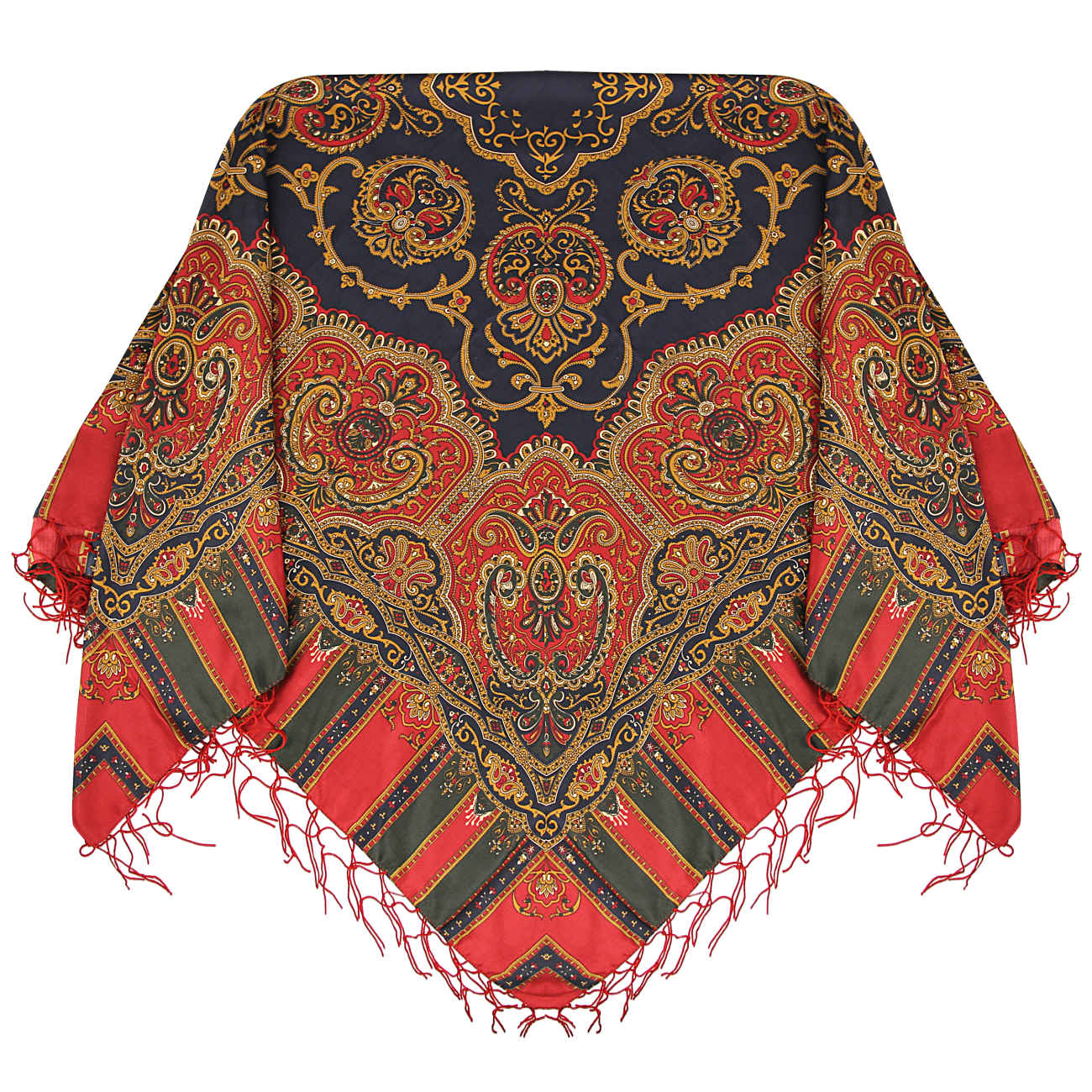 Écharpe Ethnique Turkmène en Coton - Élégance & Tradition avec un Motif Cachemire