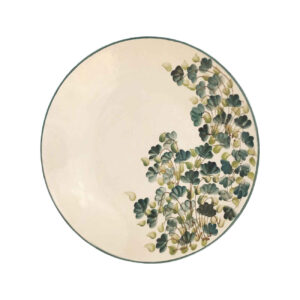 Assiette en céramique – Motif de fleurs de cerisier, feuillage artistique, compatible micro-ondes et lave-vaisselle