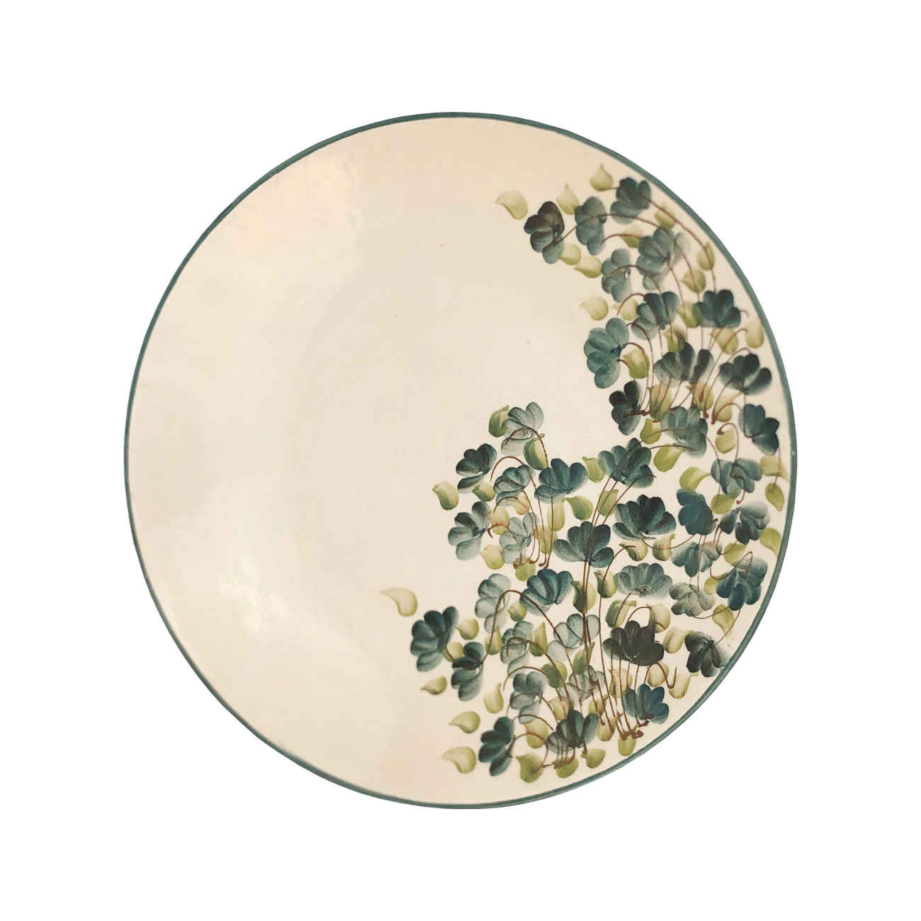 Assiette en céramique - Motif de fleurs de cerisier, feuillage artistique, compatible micro-ondes et lave-vaisselle