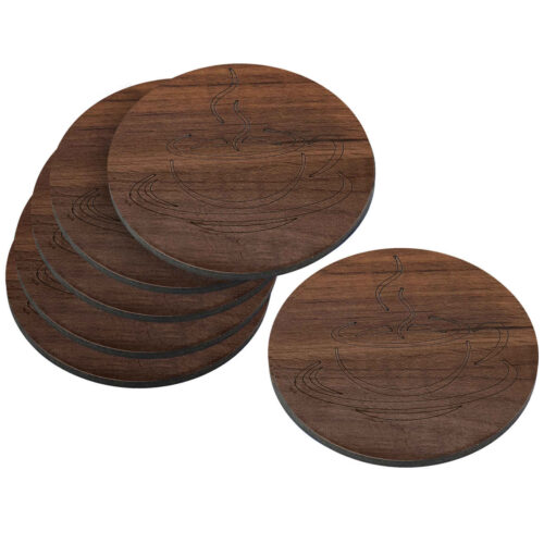 Sous-verres en bois – Design tronc d’arbre avec porte-sous-verres (Pack de 6)
