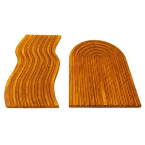Planche à découper et à servir en bois – Pour les plateaux de viandes et de fromages | Modèle Wave (Set de 2)