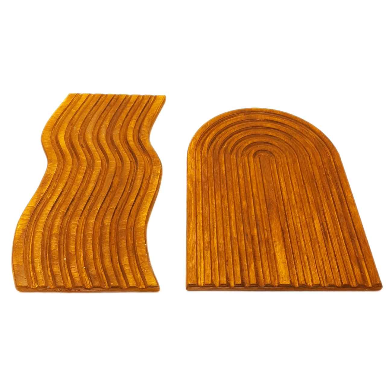 Planche à découper et à servir en bois – Pour les plateaux de viandes et de fromages | Modèle Wave (Set de 2)