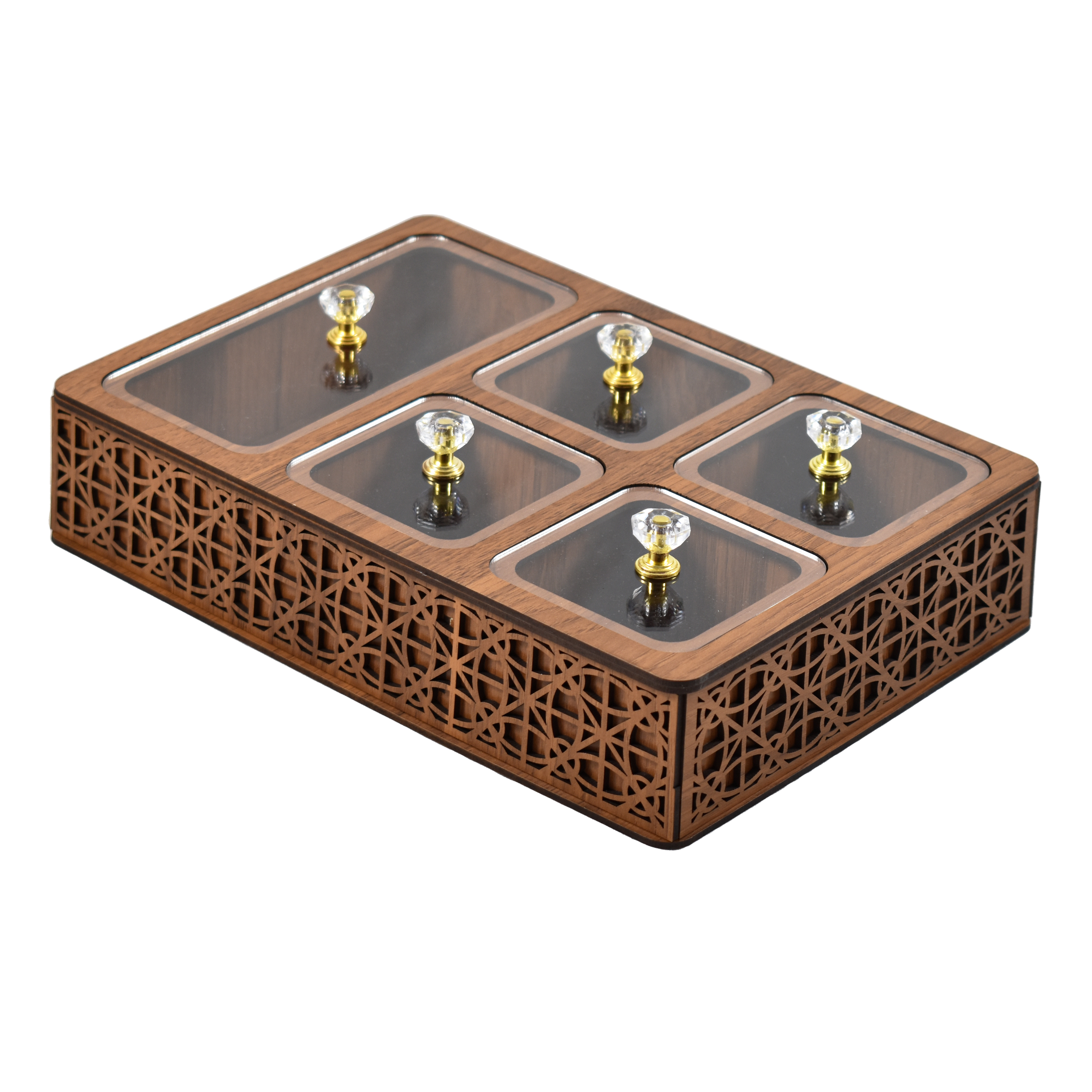 Boîte organisatrice en bois pour sachets de thé Idéale pour le comptoir de cuisine et en cadeau avec design géométrique