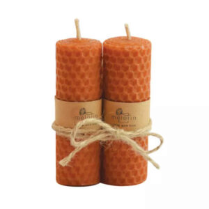 Bougie pilier en cire d’abeille – Parfaite pour la décoration et la détente, paquet de 2
