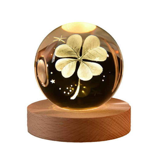 Veilleuse boule de cristal 3D – design floral féerique lumineux à LED