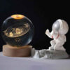 Veilleuse boule de cristal 3D – design système solaire féerique lumineux à LED