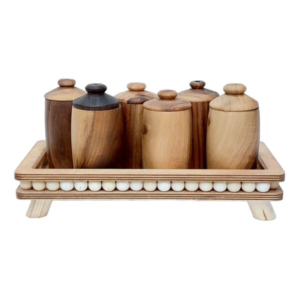Ensemble d’étagère à épices en bois de 6 pièces avec support, organisateur de cuisine élégant et pratique