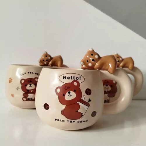 Adorable mug en céramique fantaisie Ours en peluche Une gorgée mignonne et confortable avec une anse ludique