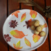Assiette en céramique - Motif feuilles d'automne, compatible micro-ondes et lave-vaisselle
