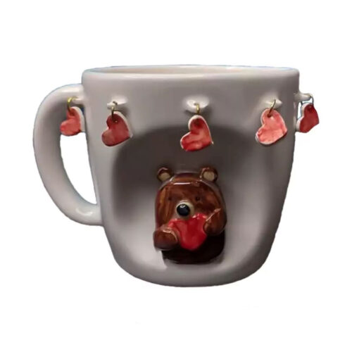 Mug en céramique fantaisie – Ours & Cœur, Charmant cadeau pour les amoureux des animaux