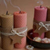 Bougie pilier en cire d'abeille - Parfaite pour la décoration et la détente, paquet de 2