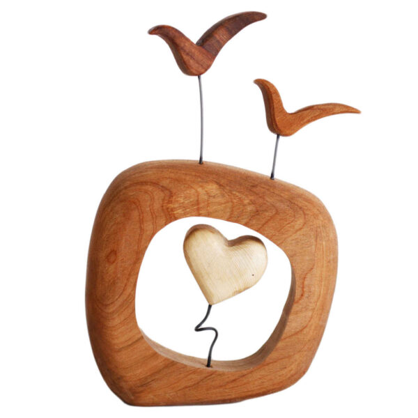 Figurine décorative d’oiseau en bois – Artisanat naturel adapté à la décoration intérieure