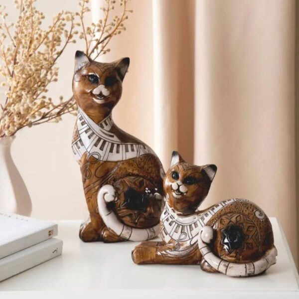 Sculpture de chat en bronze en 2 pièces – Art élégant et intemporel