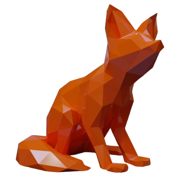 Figurine géométrique de renard cubisme – Art moderne fait main