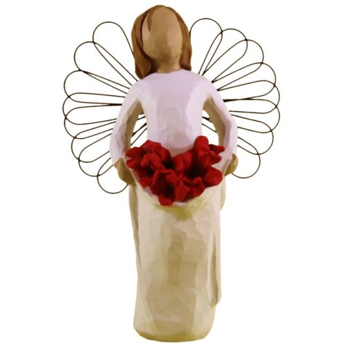 Ange gracieux tenant un bouquet de roses – Symbole d’amour et de sérénité