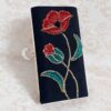 Pochette Brodée à la Main avec Perles – Motif Rose Rouge – Élégante et Unique