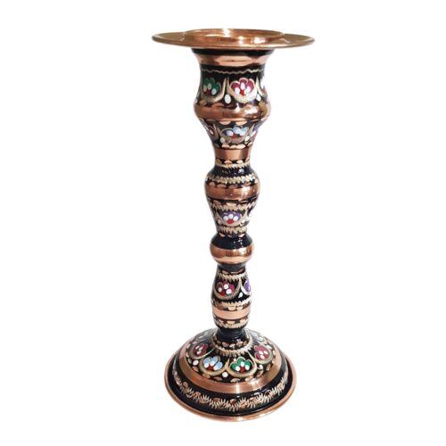Porte-bougie en cuivre émaillé Mina Kari avec base longue