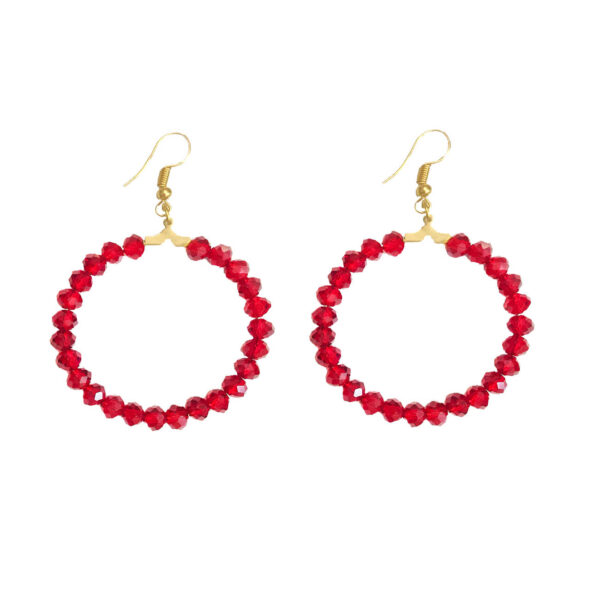 Boucles d’oreilles créoles pour femmes – Design de perles enroulées rouges