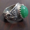 Bague en argent Agate yéménite islamique pour hommes avec pierre verte et design Ya Ali