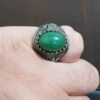Bague en argent Agate yéménite islamique pour hommes avec pierre verte et design Ya Ali