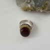 Bague en argent Agate yéménite islamique pour hommes avec pierre rouge et design Ya Ali