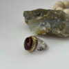 Bague en argent Agate yéménite islamique pour hommes avec pierre rouge et design Ya Ali