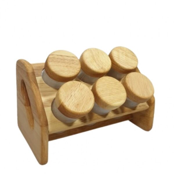 Étagère à épices en verre rond moderne avec couvercles en bois – Fonctionnelle et esthétique