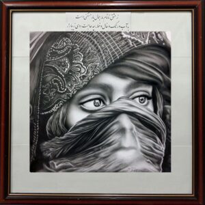 Dessin original au stylo noir – Beaux yeux d’une petite fille