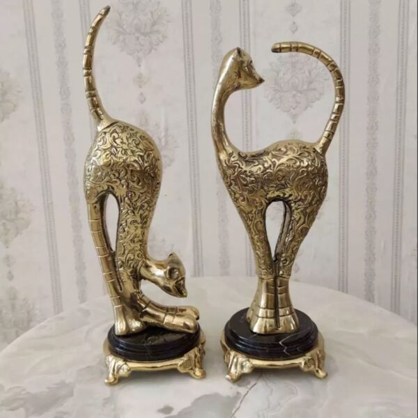 Sculptures de chats en polyester décoratives – Figurine en 2 pièces au design élégant