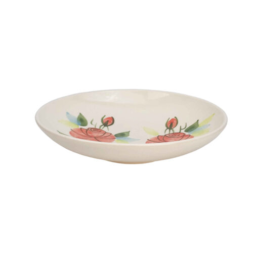 Assiette en céramique – Motif rose, compatible micro-ondes et lave-vaisselle