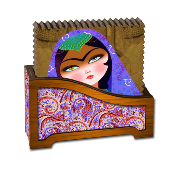 Sous-verre en bois avec motif traditionnel persan élégant (Pack de 6)