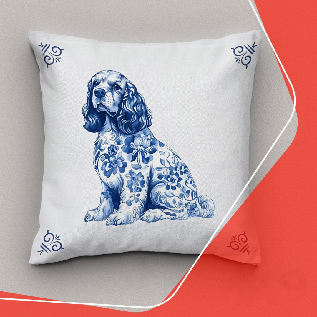 Housses de coussin avec motif animalier Majolique italienne bleue (Set de 2)